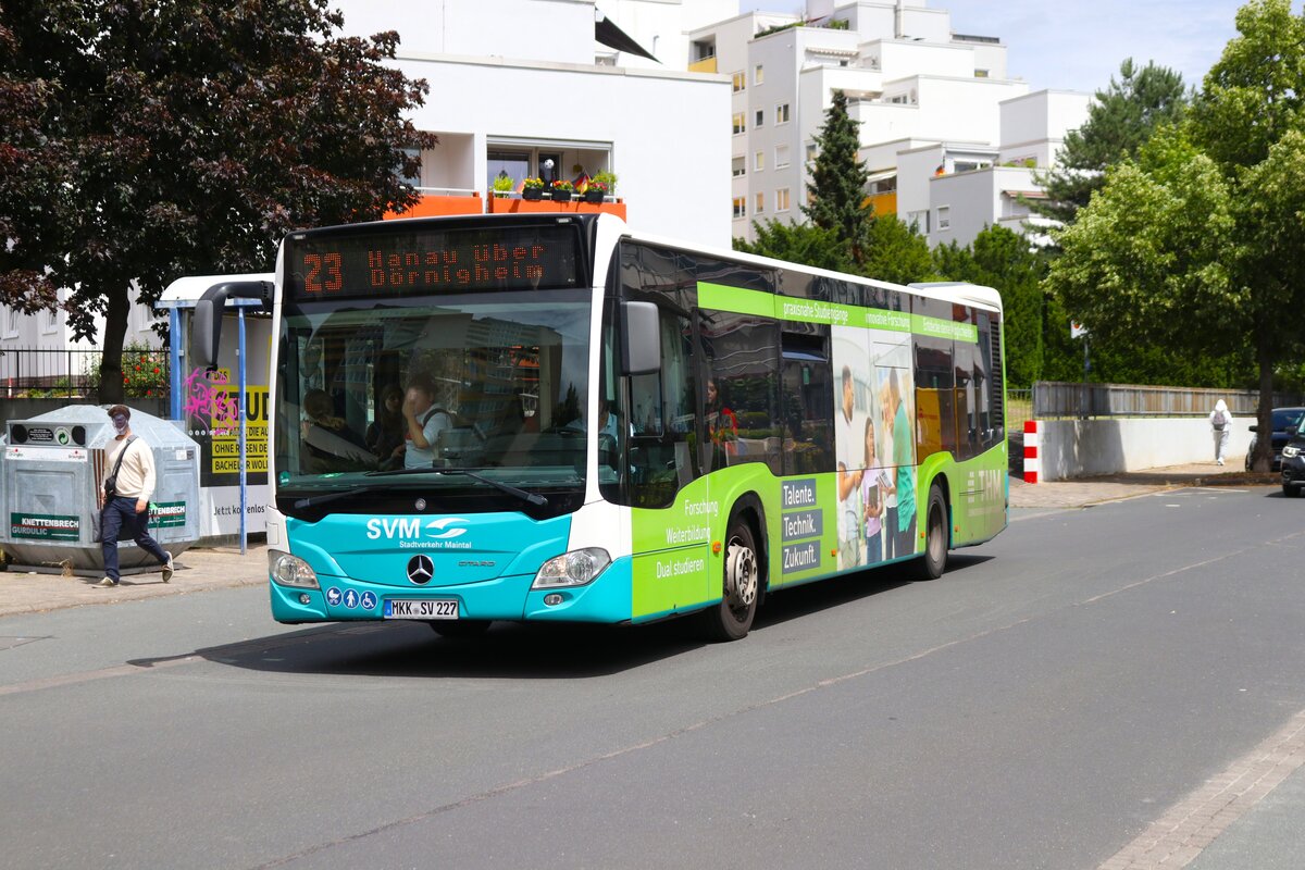 Stadtverkehr Maintal Mercedes Benz Citaro C2 am 05.07.24 in Bischofsheim