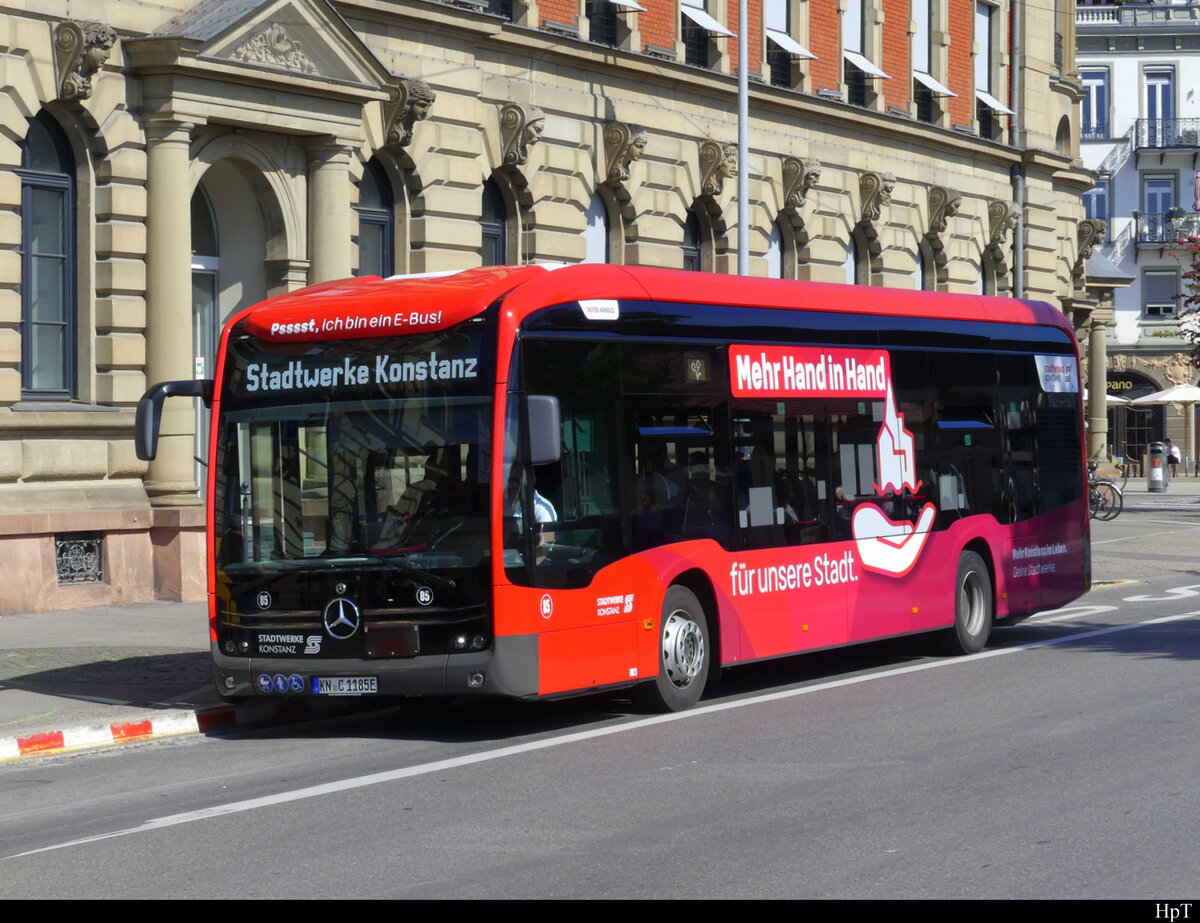 Stadtwerk Konstanz - Mercedes eCitaro Nr.85  KN.C 1185 unterwegs in der Stadt Konstanz am 11.05.2022