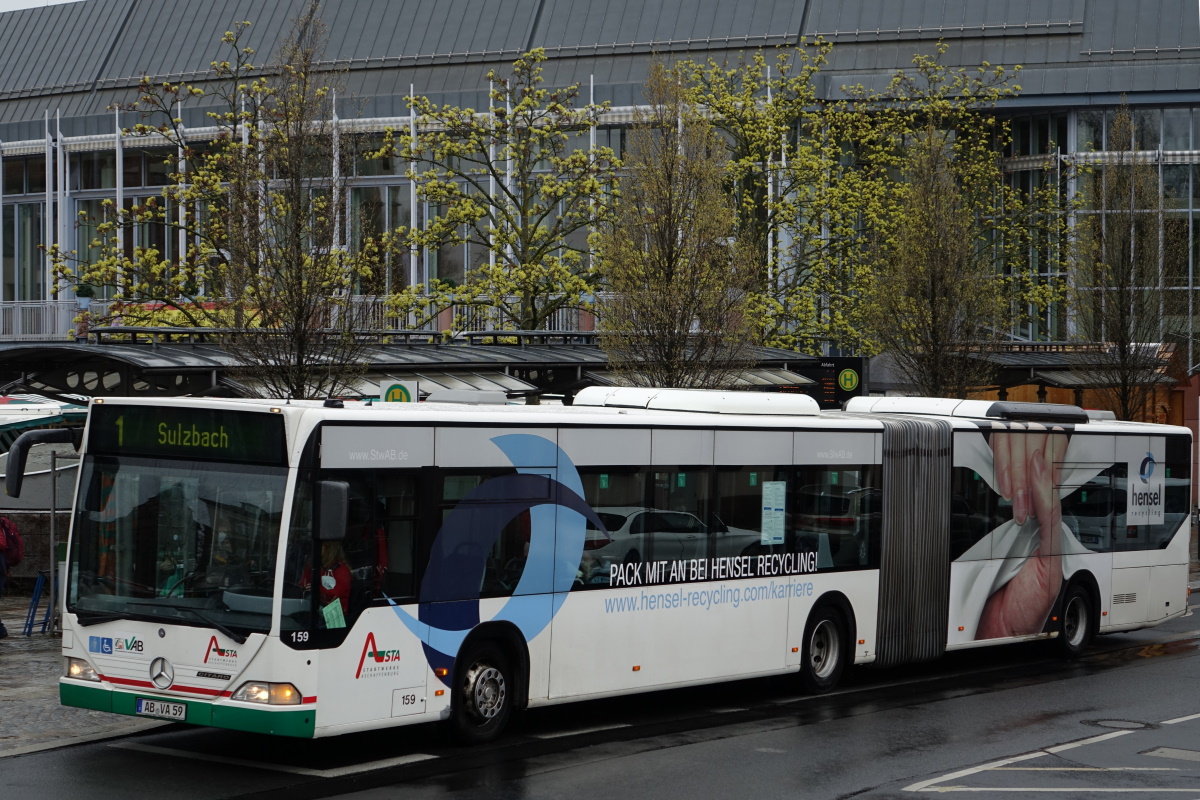 Stadtwerke Aschaffenburg / Wagen 159 (AB-VA 59) / Aschaffenburg, Luitpoldstr. (Hst Stadthalle) / Mercedes-Benz O 530 G / Aufnahemdatum: 10.04.2021 / Werbung: Hensel Recycling