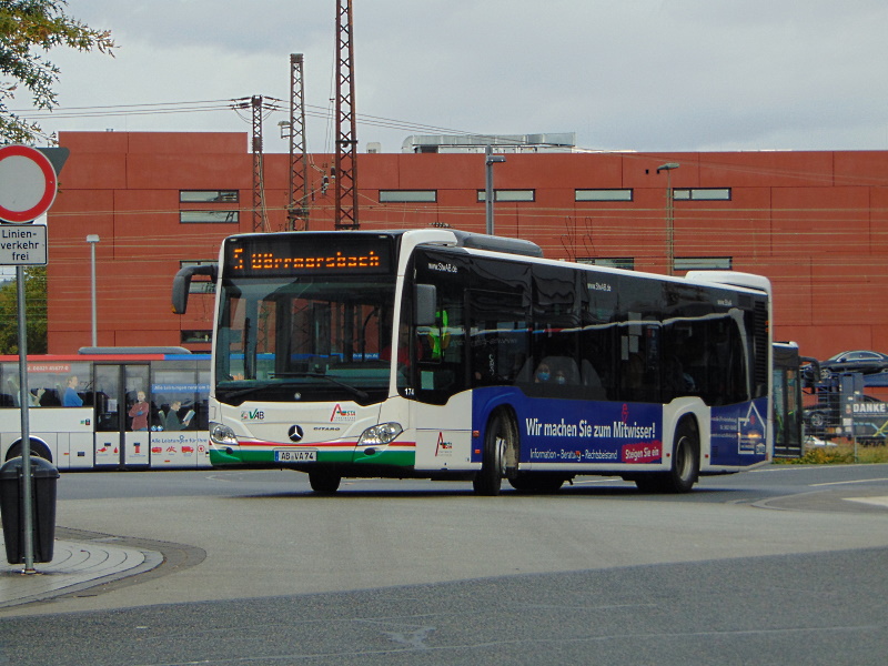 Stadtwerke Aschaffenburg / Wagen 174 (AB-VA 74) / Aschaffenburg, Hauptbahnhof/ROB / Mercedes-Benz O 530 C2 / Aufnahemdatum: 05.10.2020 / Werbung: Deutscher Mieterbund Aschaffenburg u. Umgebung