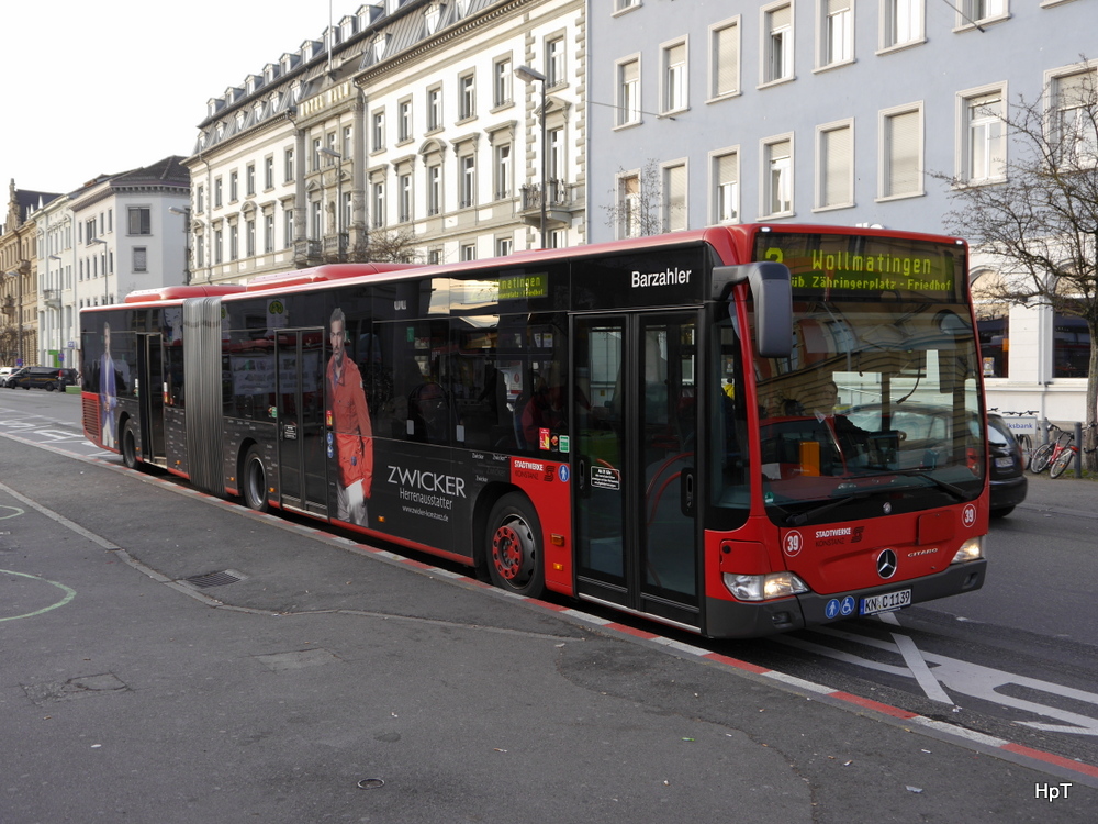 Stadtwerke Konstanz - Mercedes Citaro Nr.38  KN.C 1138 unterwegs auf der Linie 2 in Konstanz am 13.12.2014