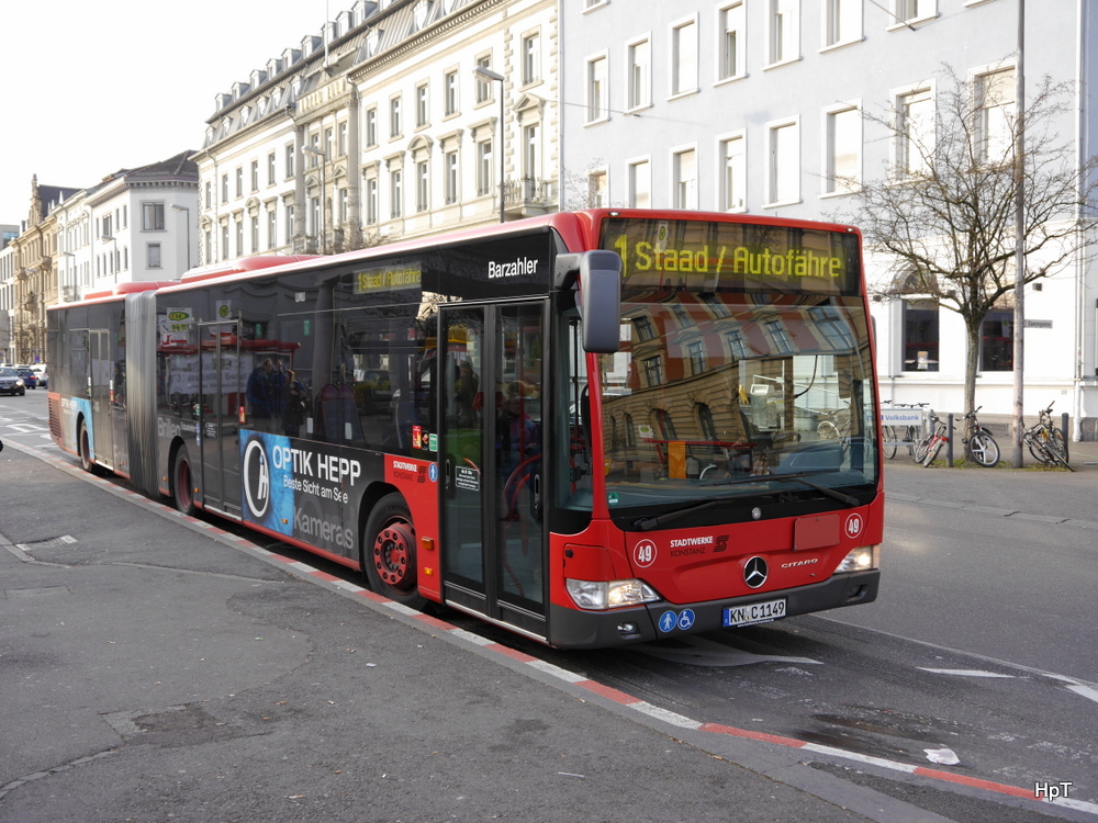 Stadtwerke Konstanz - Mercedes Citaro Nr.49  KN.C 1149 unterwegs auf der Linie 1 in Konstanz am 13.12.2014
