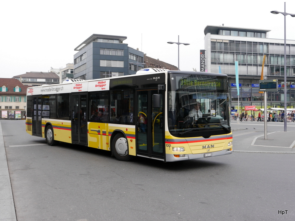 STI - MAN Lion`s City Nr.130  BE  801130 bei den Bushaltestellen vor dem Bahnhof Thun am 15.03.2014