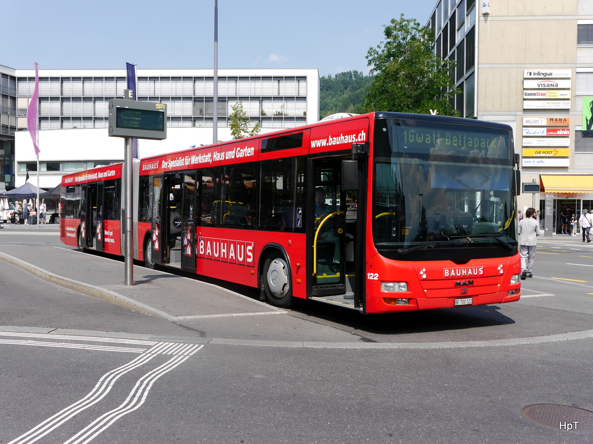 STI - MAN Lion`s City Nr.122  BE 700122 unterwegs auf der Linie 1 in Thun am 24.07.2015