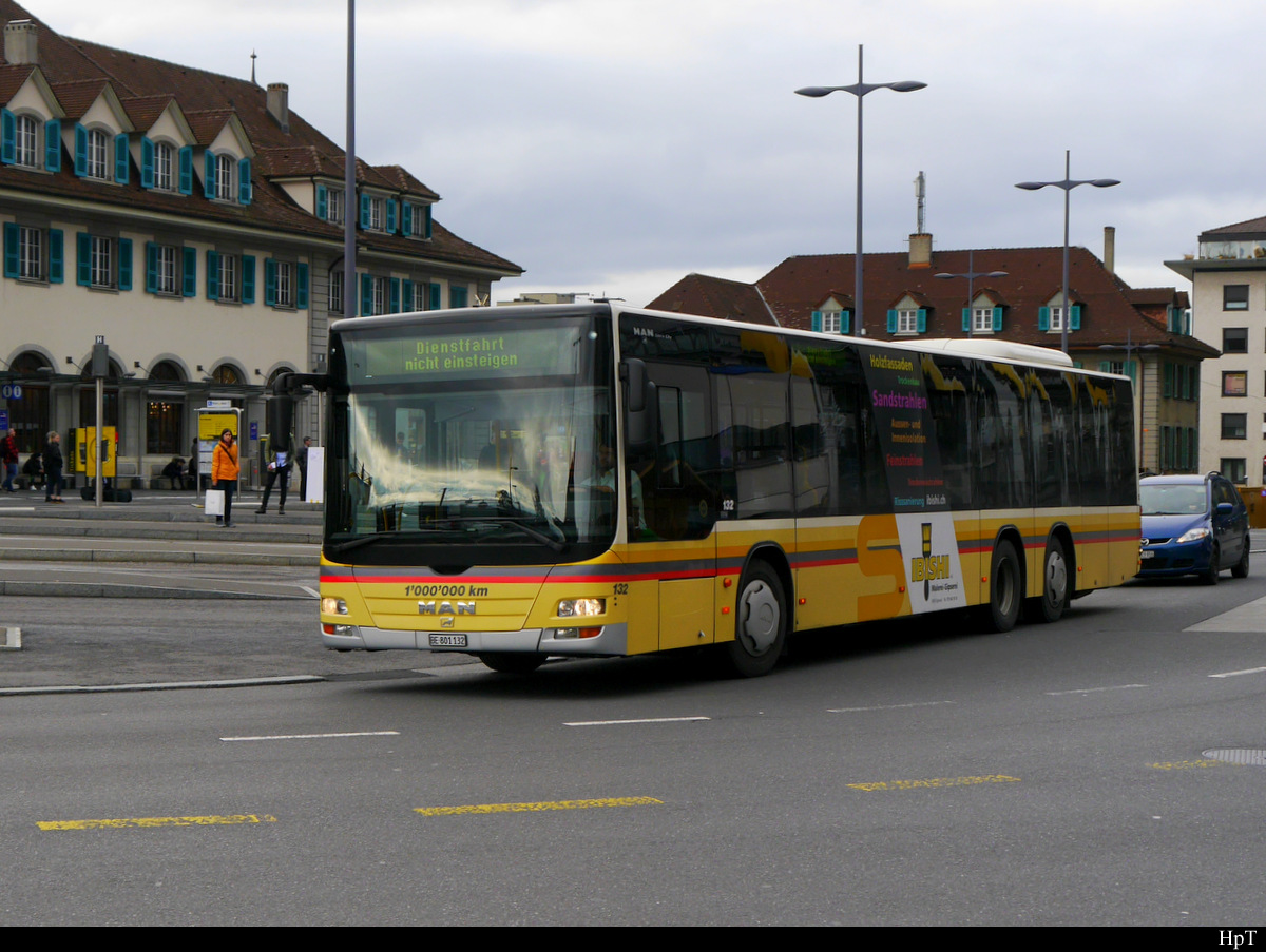 STI - MAN Lion`s City Nr.132 ( Km Millionär ) BE 801132 unterwegs vor dem Bahnhof in Thun am 04.01.2020