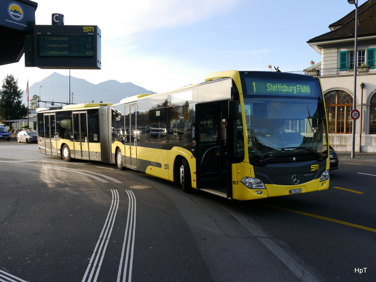 STI - Mercedes Citaro  Nr.167  BE 752167 vor dem Bahnhof Thun am 28.10.2016