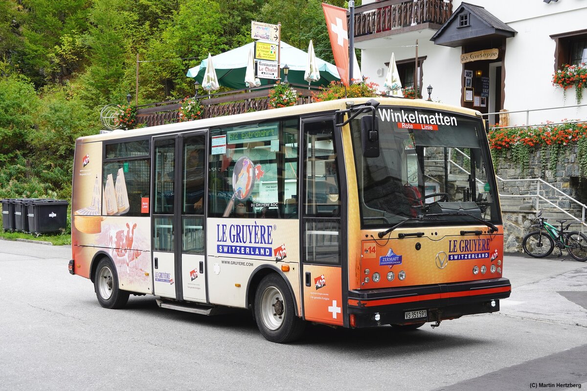 Stimbo mit Vetter-Rohkarosserie, Elektrobus, Zermatt (CH) August 2023