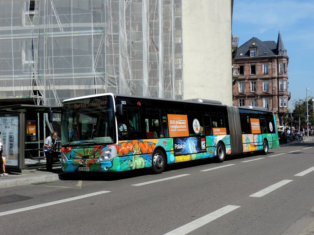 Strassburg - 17 July 2017 : Irisbus Citelis 18 Nr 322 mit einem neuen Farbschema auf einem SEV der Strassenbahnlinie B.