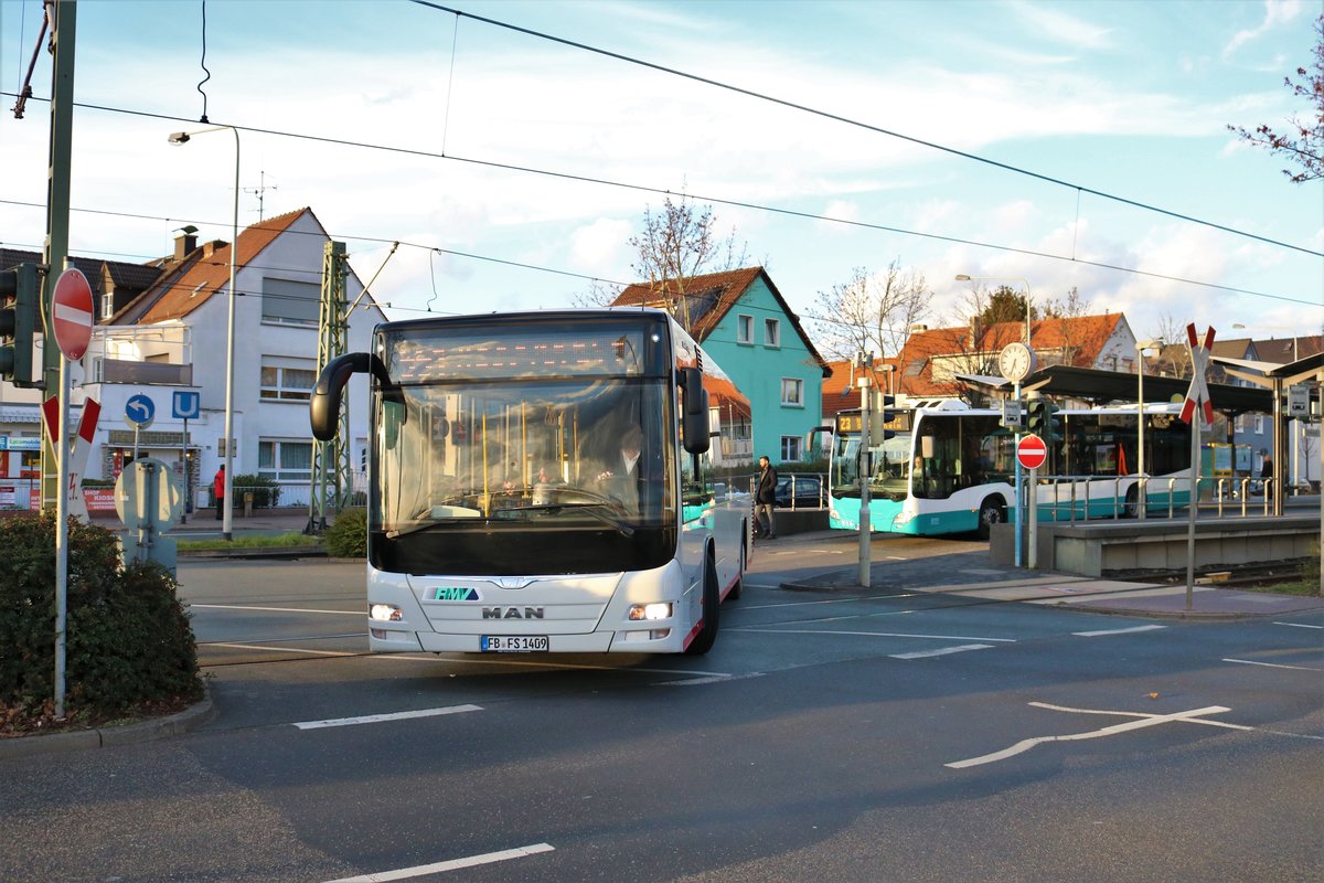 Stroh Bus MAN Lions City am 09.03.19 in Frankfurt am Main Enkheim auf der Linie 551 