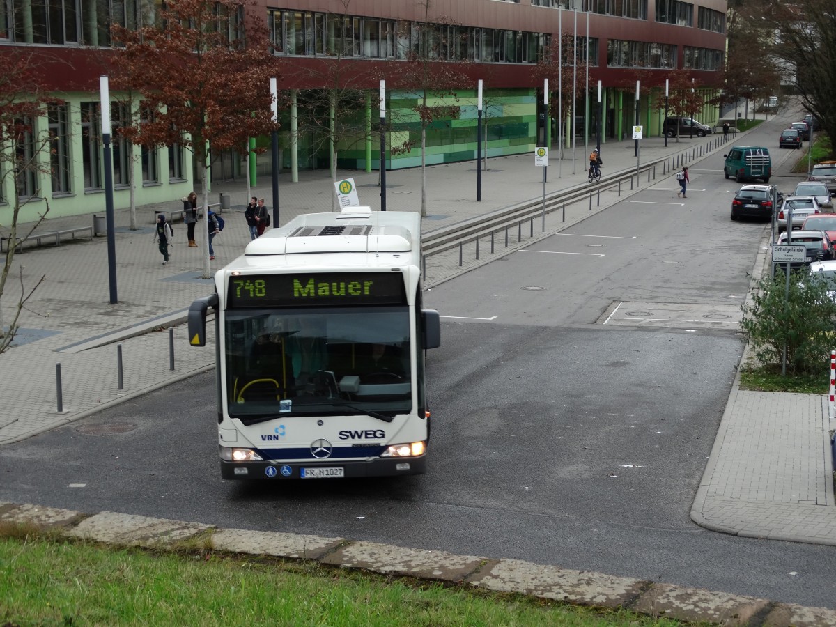 SWEG Mercedes Benz Citaro C1 auf der 748 am 12.12.14 in Neckargemünd 