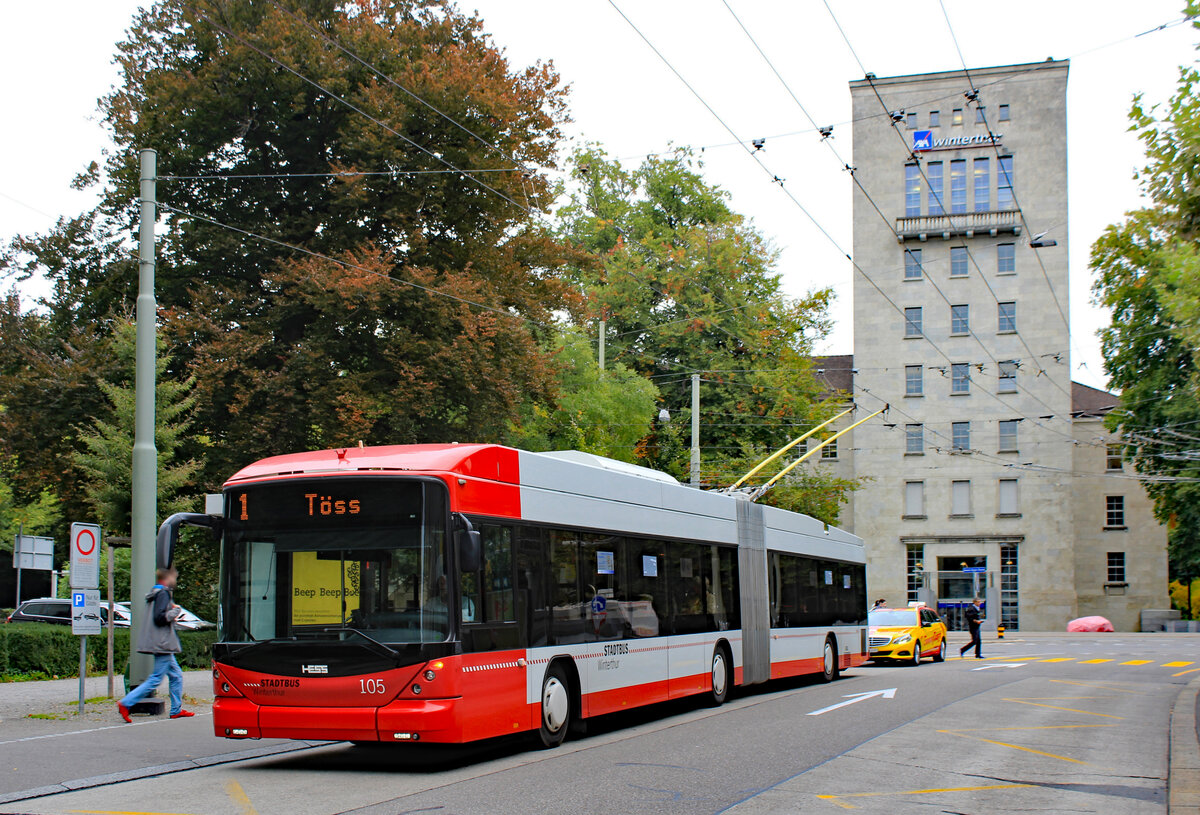 Swisstrolley 105 an der Haltestelle Obertor am 26.09.2017.