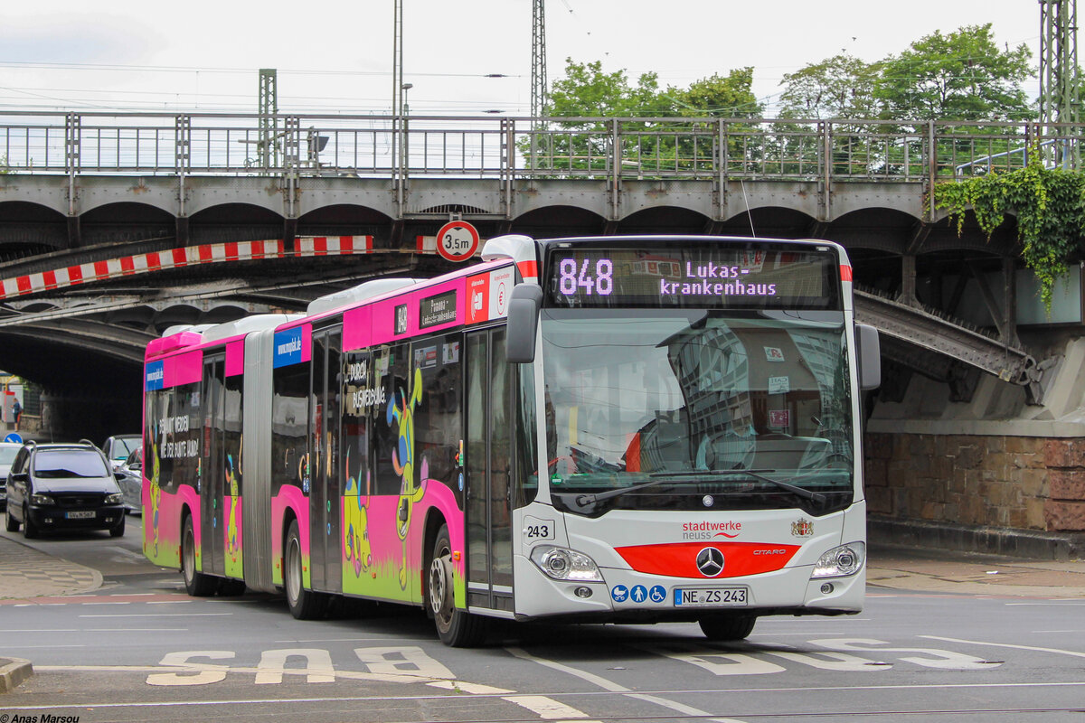 SWN 243 als 848 nach Lukaskrankenhaus, 22. Juni 2021, Neuss Hbf