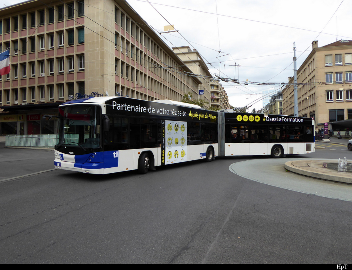 tl Lausanne - Hess Trolleybus Nr.881 unterwegs in der Stadt Lausanne am 25.09.2019