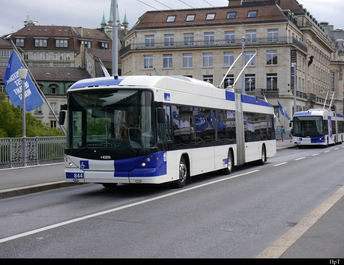 TL Lausanne - Hess Trolleybus Nr.844 unterwegs auf der Linie 2 in Lausanne am 06.09.2020