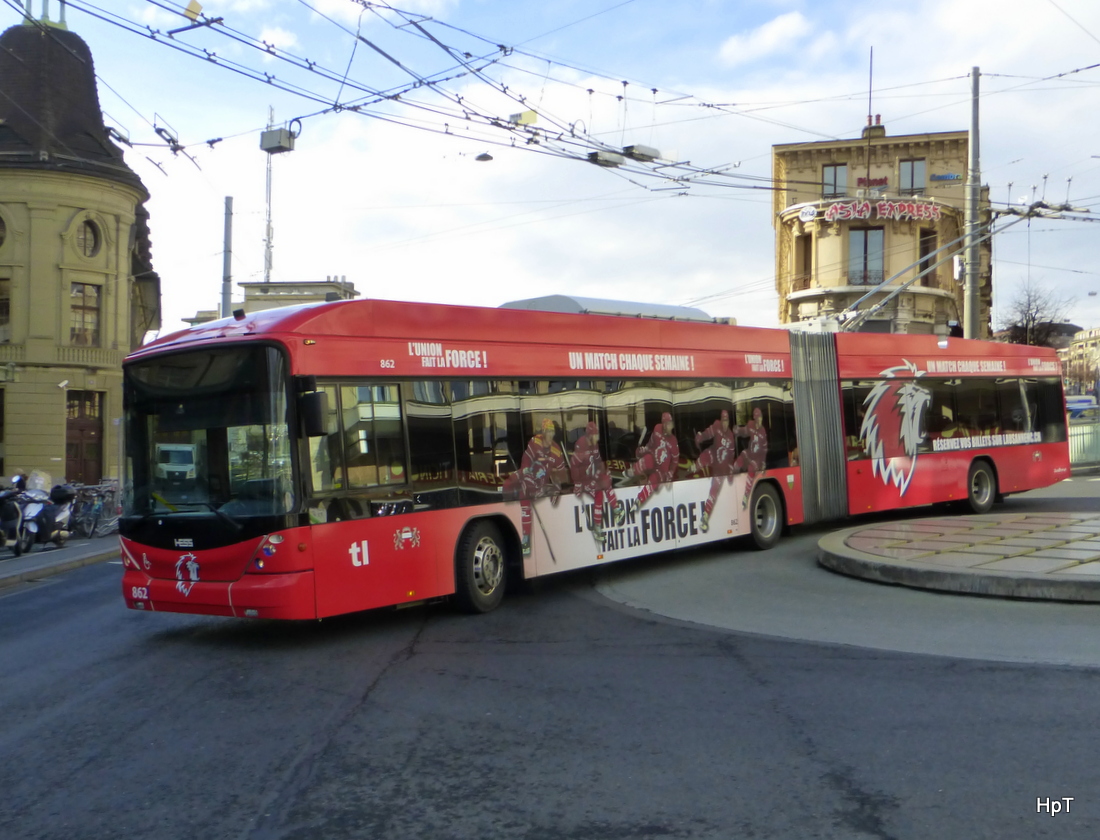 TL Lausanne - Trolleybus Nr.862 unterwegs auf der Linie 21 in Lausanne am 14.02.2015