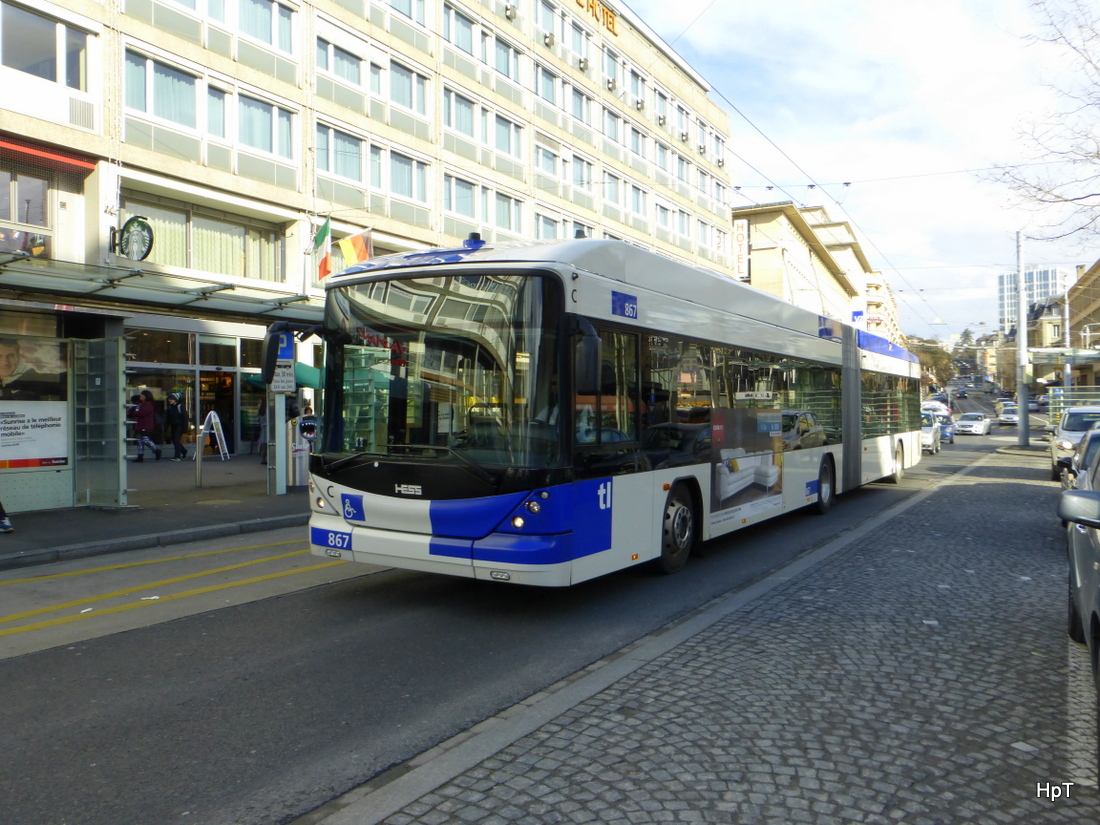 TL Lausanne - Trolleybus Nr.867 unterweg in Lausanne am 14.02.2015