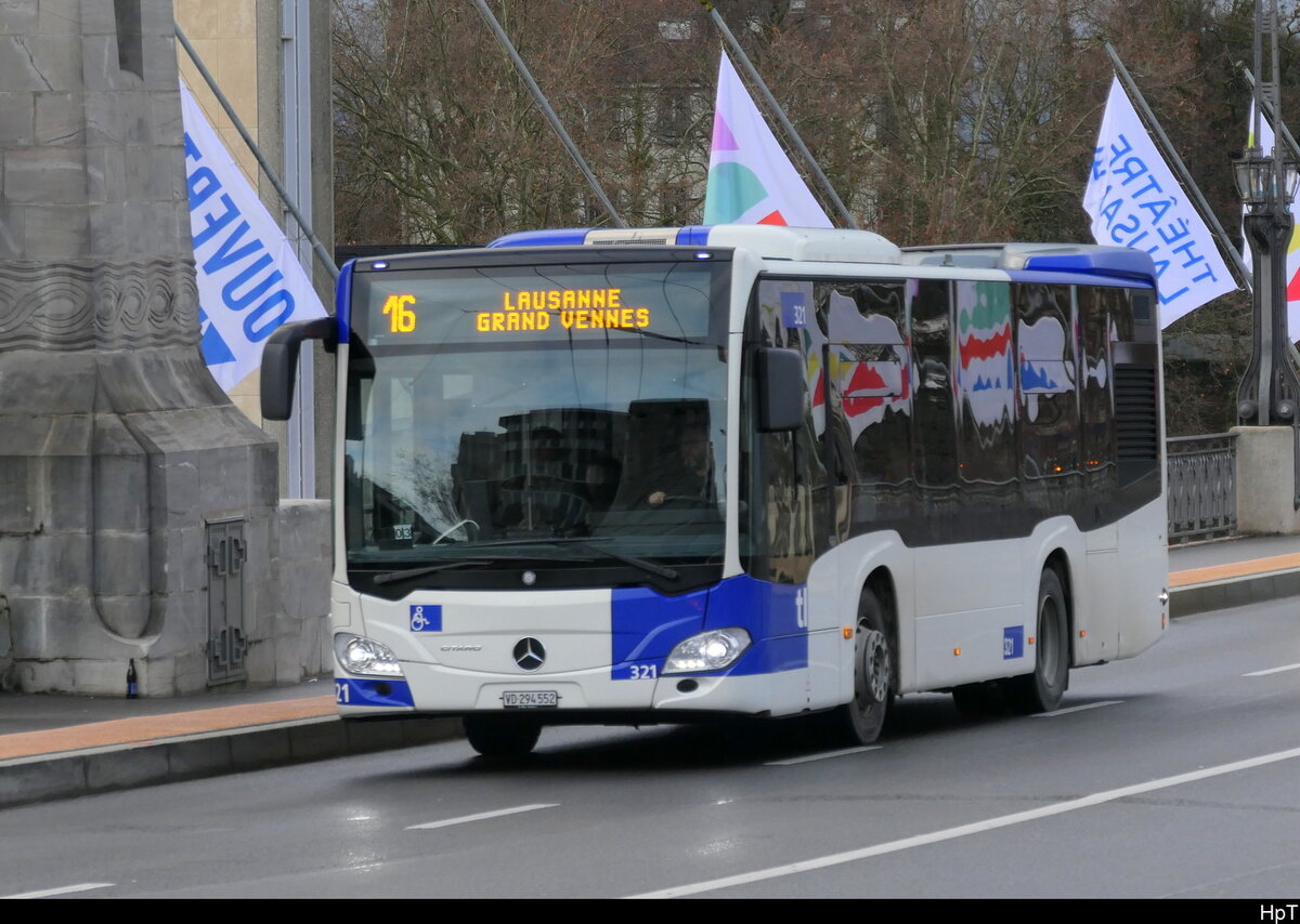 tl - Mercedes Citaro  Nr.321  VD  294552 unterwegs auf der Linie 16 in Lausanne am 14.01.2026