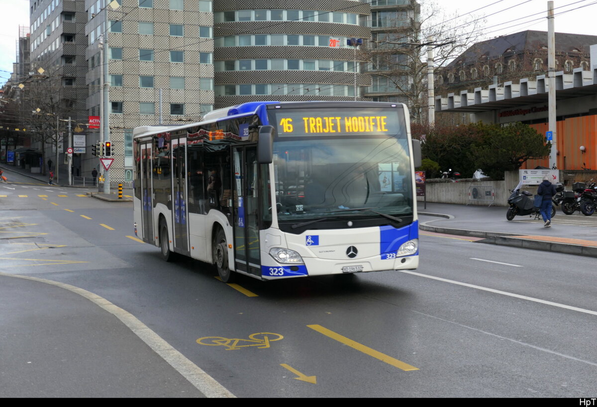 tl - Mercedes Citaro Nr.323  VD 196532 unterwegs auf der Linie 16 in Lausanne am 14.01.2026