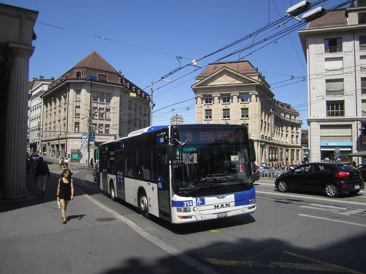 tl Nr. 314 (MAN A47 Lion's City M) am 30.7.2019 in Lausanne, St-François