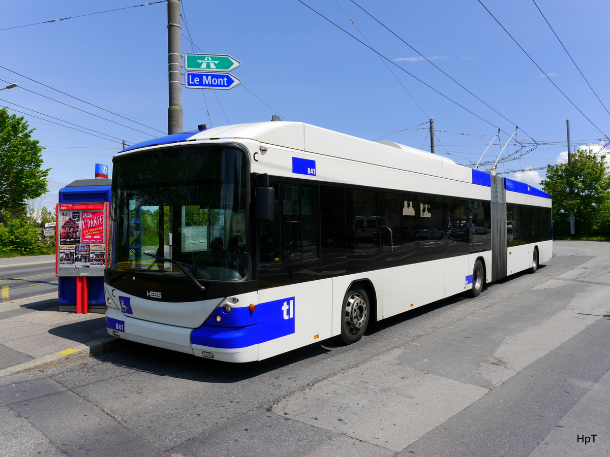 TL - Trolleybus Nr.841 unterwegs auf der Linie 1 in der Stadt Lausanne am 10.05.2016
