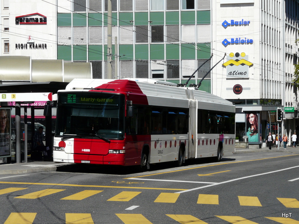 tpf - Hess-Swisstrolley BGT-N2C Nr.519  FR  300434 unterwegs auf der Linie 1 in Fribourg am 03.09.2013