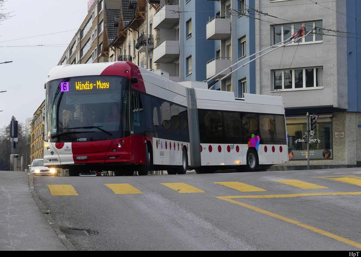 tpf - Hess Trolleybus Nr.6610  FR  301550 unterwegs in Freiburg am 13.02.2021