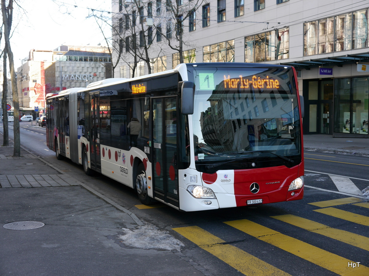 tpf - Mercedes Citaro Nr.556  FR 300413 unterwegs in der Stadt Freiburg am 07.12.2017