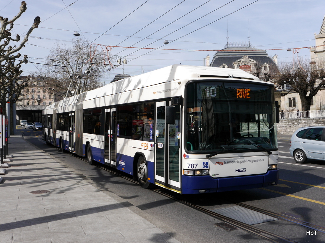 TPG - Hess Trolleybus 787 unterwegs auf der Linie 10 in Genf am 08.03.2015