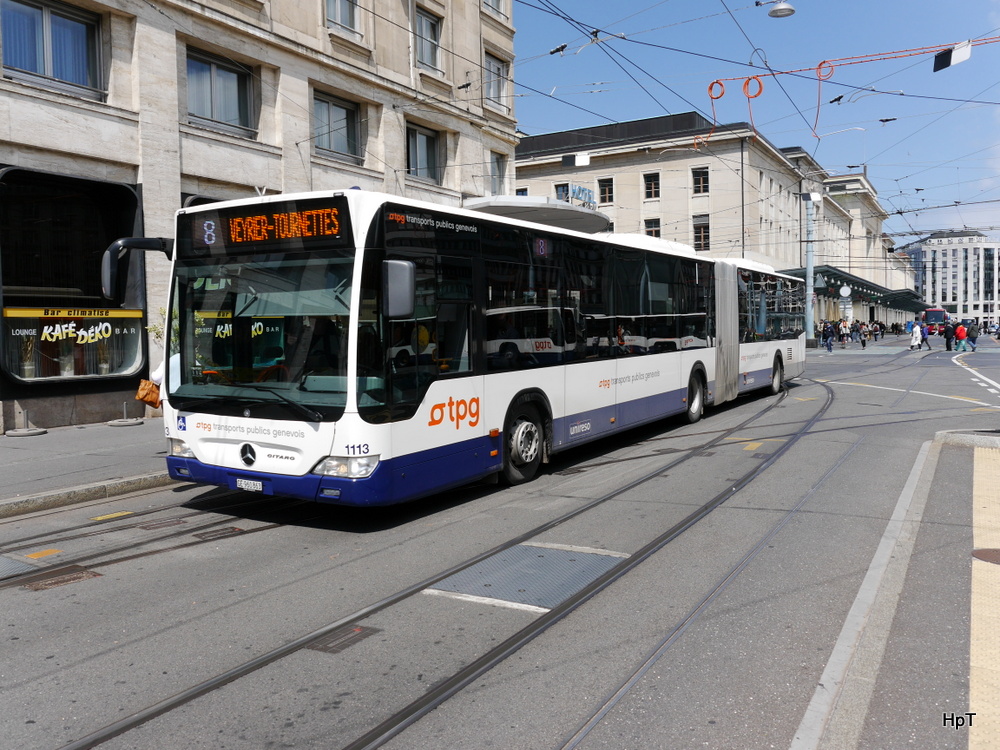 tpg - Mercedes Citaro  Nr.1113  GE  960863 unterwegs auf der Linie 8 in Genf am 04.05.2014