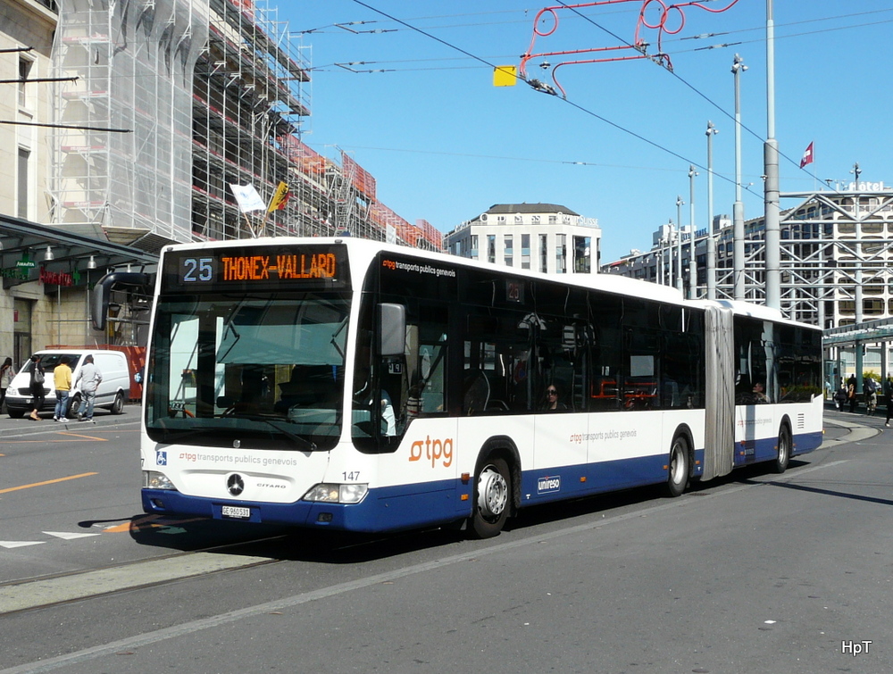 TPG - Mercedes Citaro  Nr.147  GE  960531 unterwegs auf der Linie 25 in Genf am 09.09.2013
