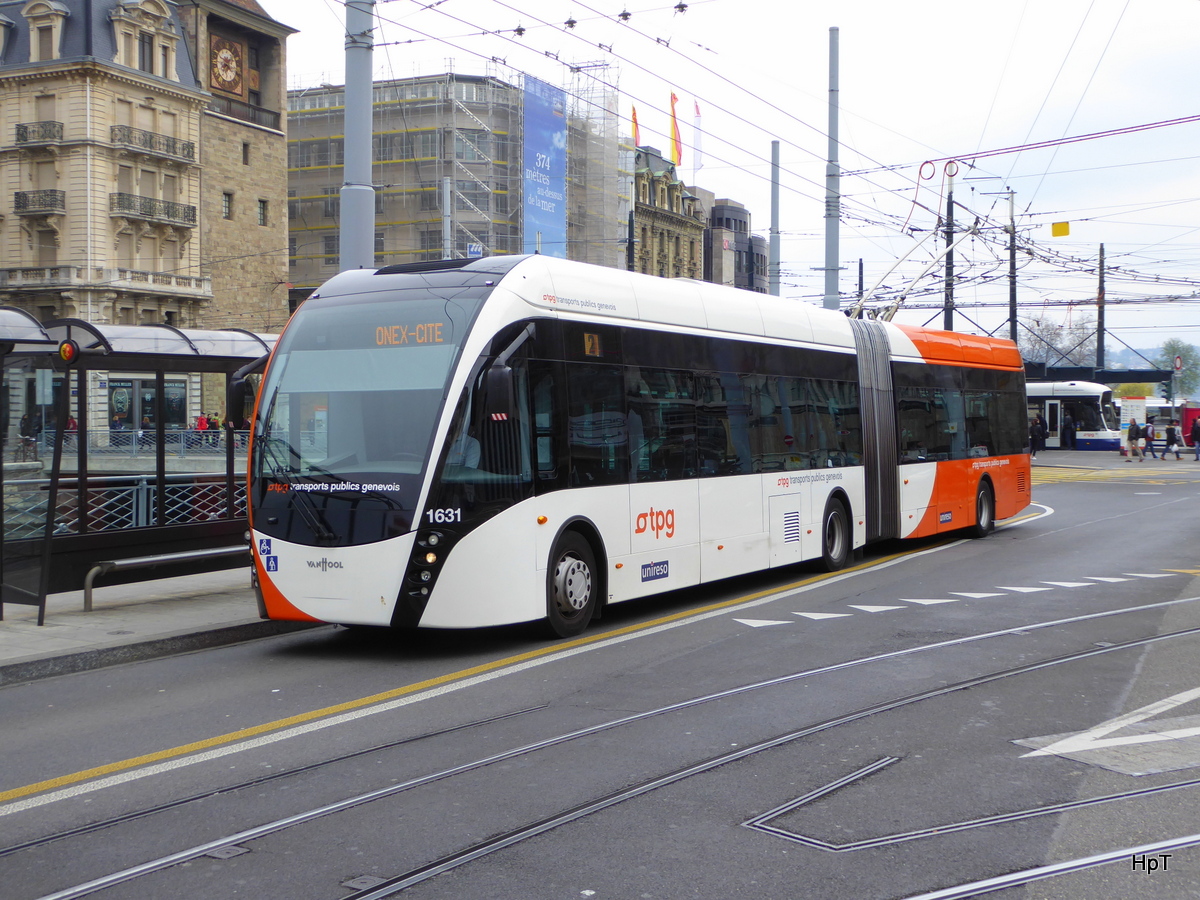 TPG - Trolleybus Nr.1631 unterwegs in der Stadt Genf am 09.04.2016