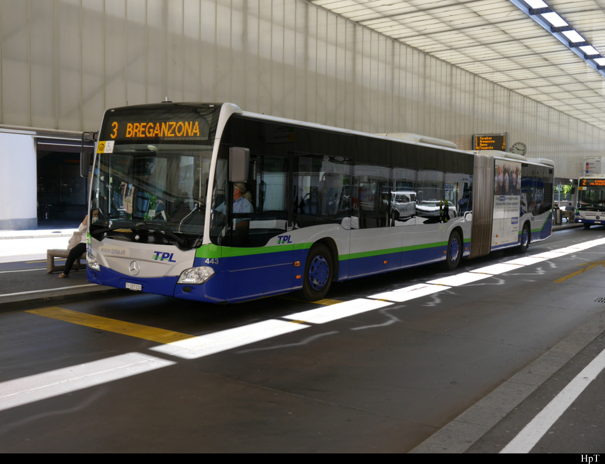 tpl - Mercedes Citaro Nr.443  TI 297010 unterwegs in Lugano am 17.07.2020