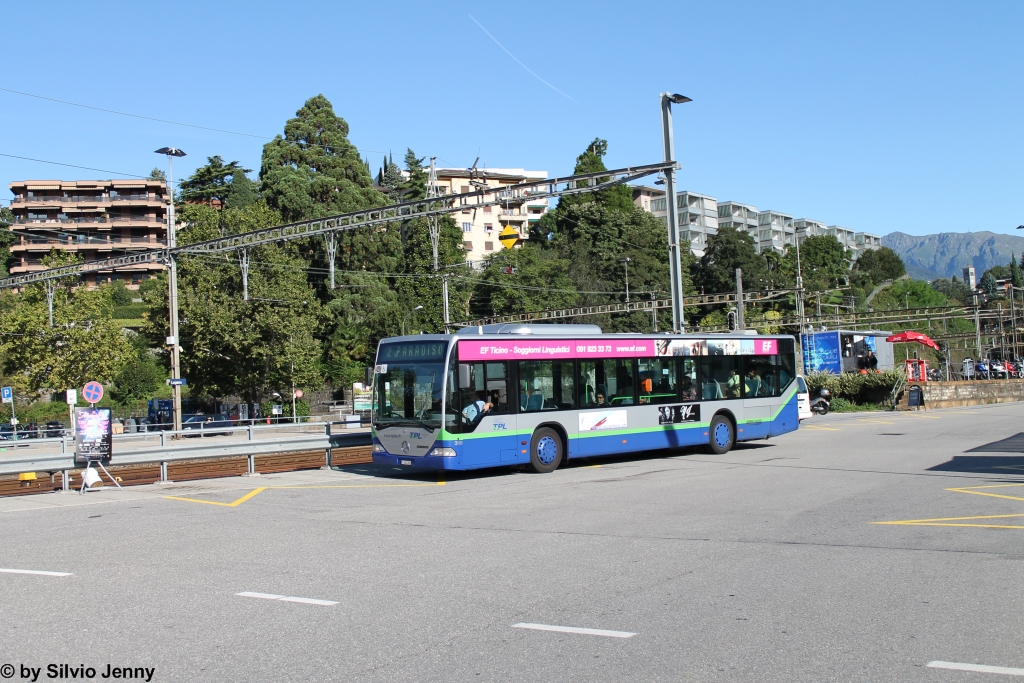 tpl Nr. 319 (Mercedes Citaro O530) am 24.8.2014 beim Bhf. Lugano