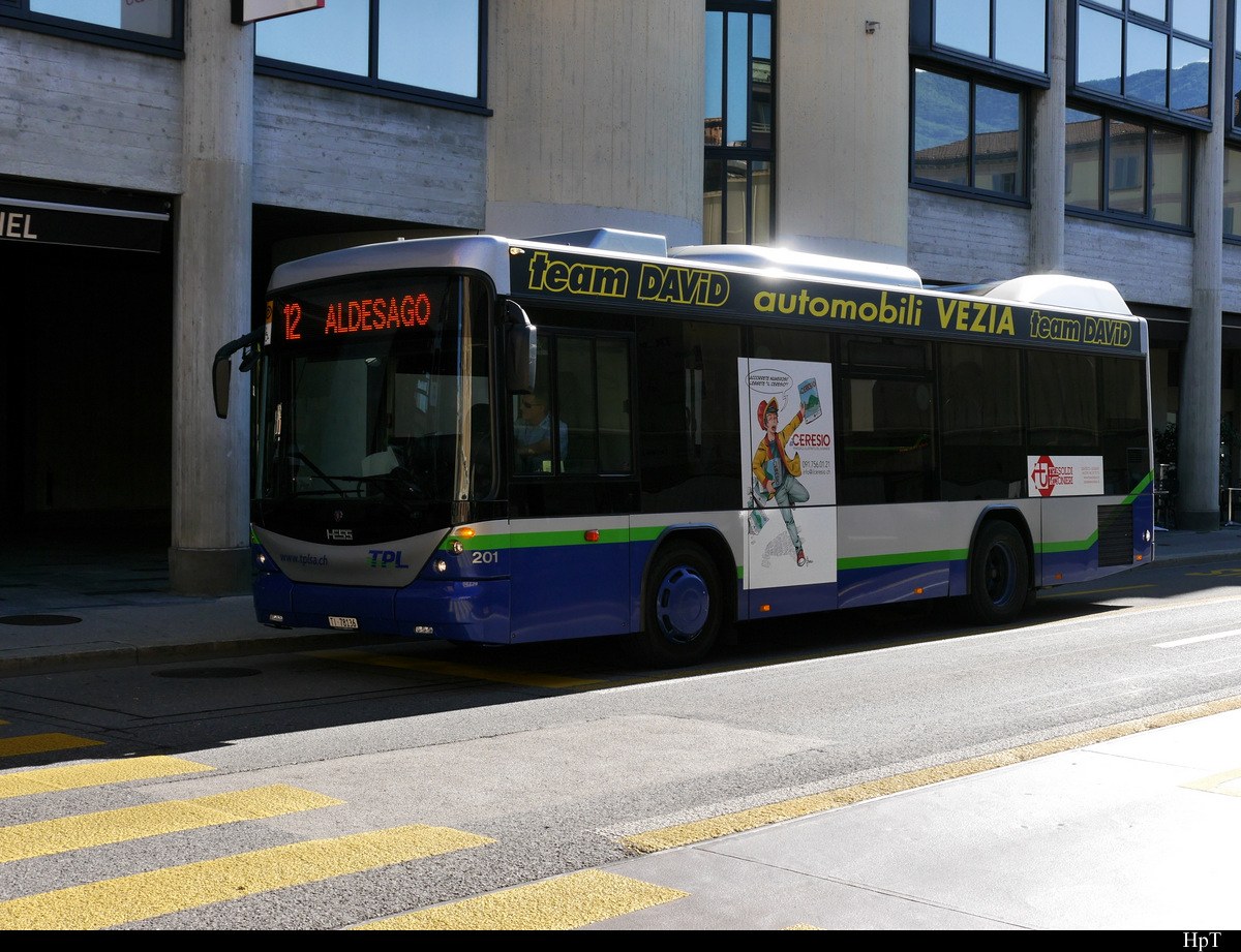 tpl - Scania Hess  Nr.201  TI  78136 unterwegs in Lugano am 17.07.2020