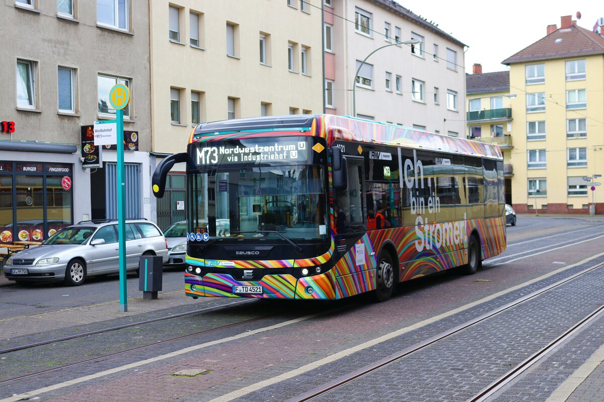 Transdev Rhein Main Ebusco Elektrobus Wagen 4521 am 23.04.23 in Frankfurt am Main Westbahnhof