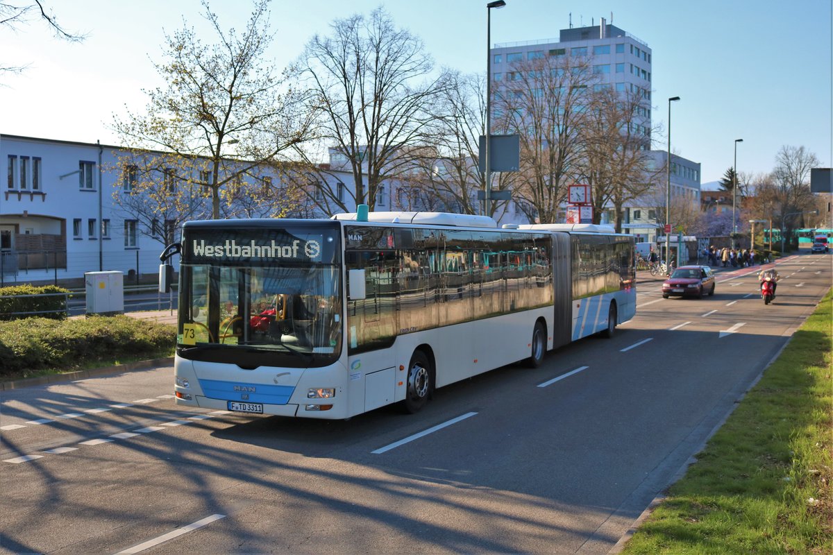 Transdev Rhein Main MAN Lions City G am 29.03.19 in Frankfurt Industriehof