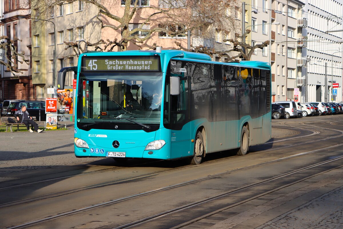 Transdev Rhein Main Mercedes Benz Citaro K Wagen 4226 am 07.02.26 in Frankfurt am Main