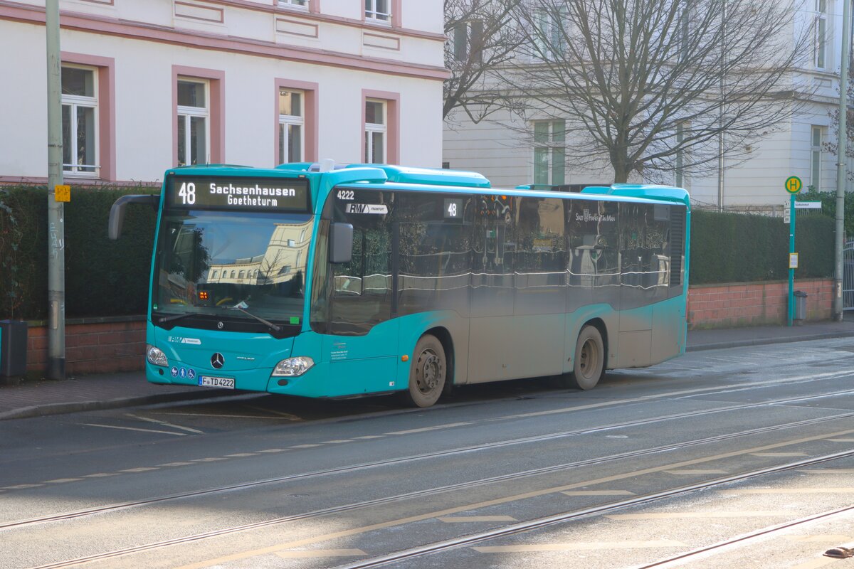 Transdev Rhein Main Mercedes Benz Citaro K Wagen 4222 am 07.02.26 in Frankfurt am Main