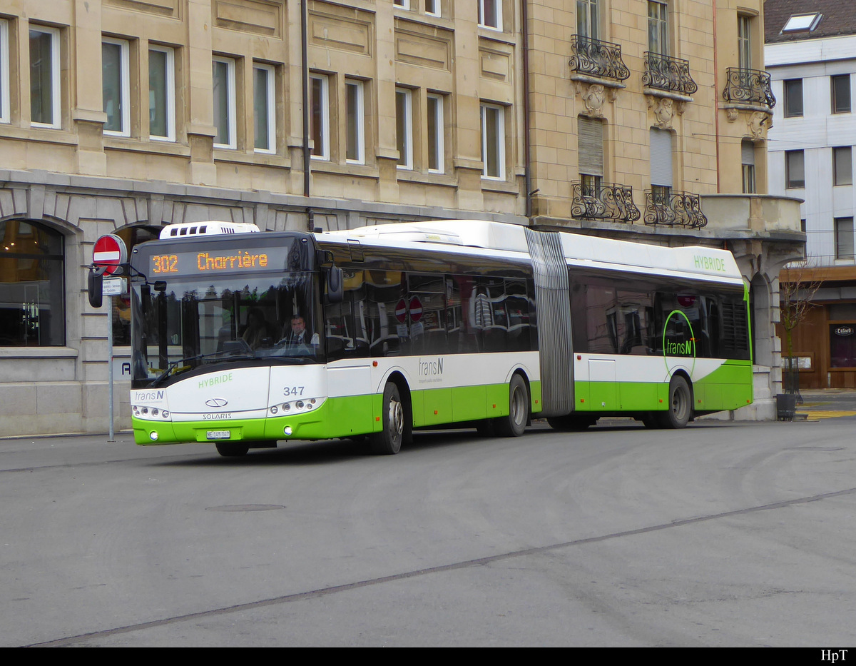 TransN / La Chaux de Fonds - Solaris Urbino Nr.347  NE  145347 in La Chaux de Fonds am 02.03.2019