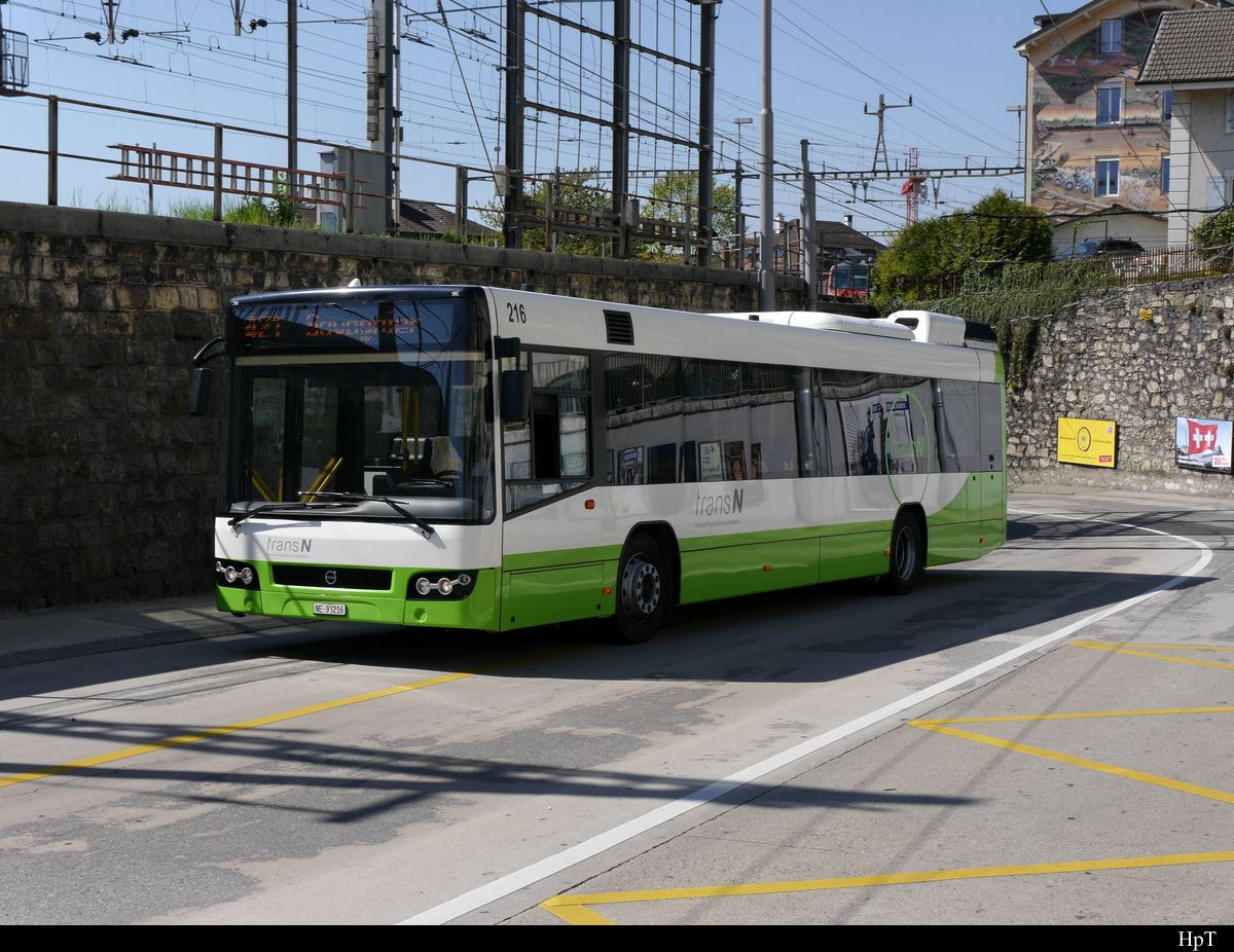 TransN / Stadt Neuchâtel - Volvo 7700 Nr.216 NE 93216 unterwegs in der Stadt Neuenburg am 20.04.2019