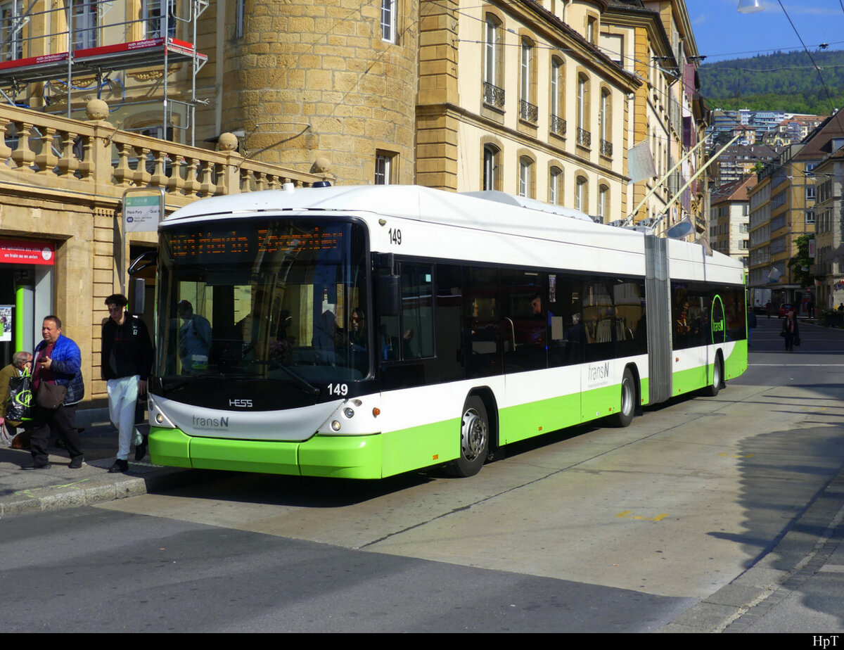 TransN - Hess Trolleybus Nr.149 unterwegs in Neuchâtel am 03.05.2022