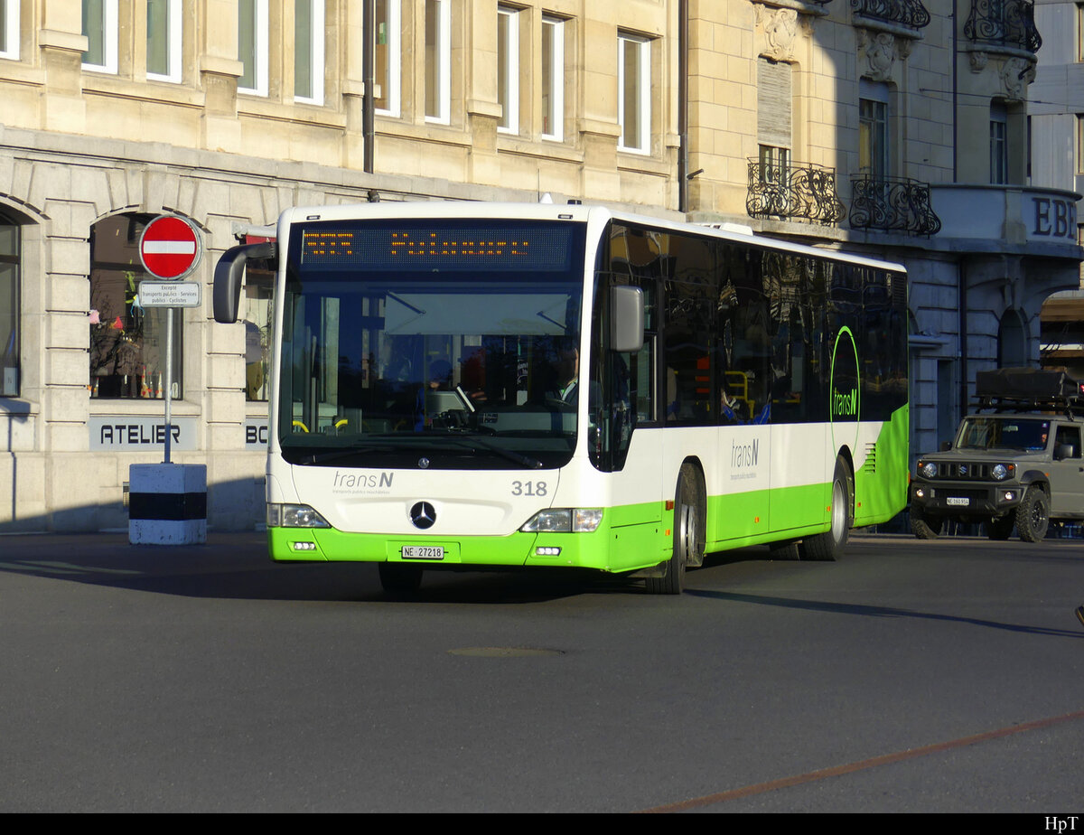 TransN - Mercedes Citaro Nr.318  NE 27218 unterwegs in La Chaux de Fonds am 03.05.2022