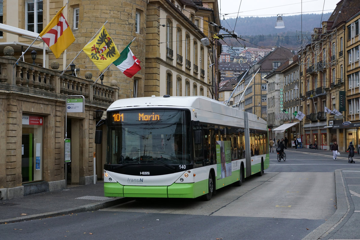 transN - Transports publics neuchâtelois
Fahrzeugtypen und Farbenvielfallt in Neuchâtel
verewigt am 10. November 2017.
Foto: Walter Ruetsch  