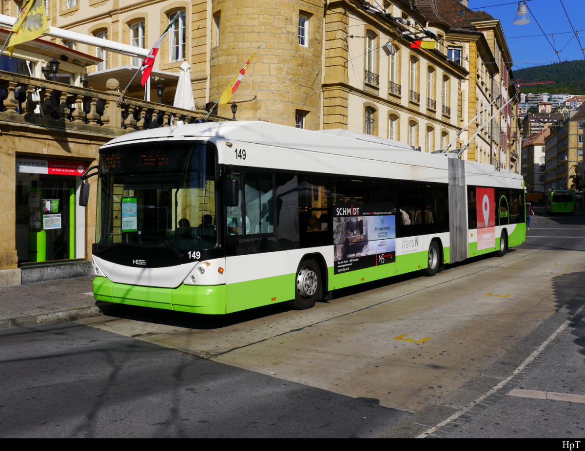 transN - Trolleybus Nr.149 unterwegs in der Stadt Neuchatel am 20.09.2019
