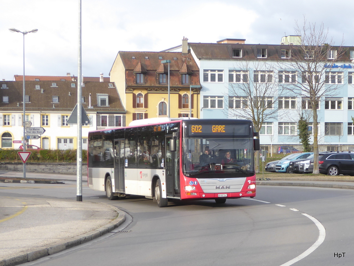 travys - MAN Lion`s City VD 587547 unterwegs in Yverdon les Bains am 10.02.2018