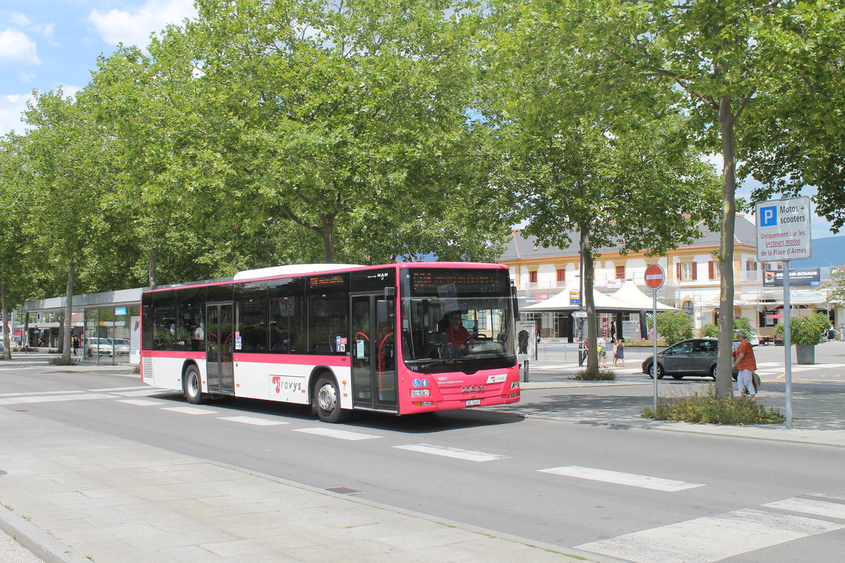 travys Nr. 110 (MAN A21 Lion's City) am 14.7.2020 beim Bhf. Yverdon-les-Bains