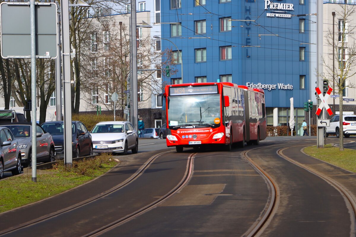 Umbrella Mobility Mercedes Benz Citaro 2 G im Auftrag der ICB auf der Linie 34 am 07.02.26 in Frankfurt am Main