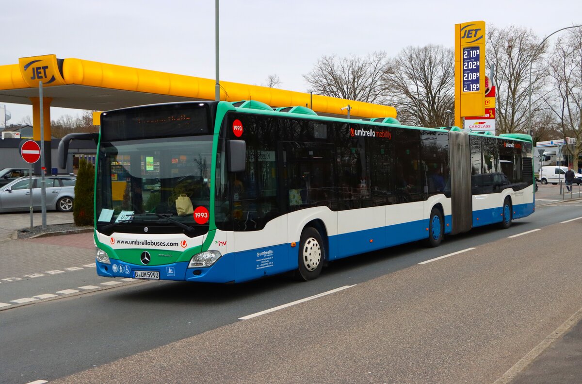 Umbrella Mobility Mercedes Benz Citaro 2 G im Auftrag der ICB als SEV für die U7 am 13.03.26 in Frankfurt am Main