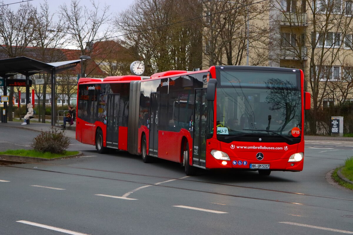 Umbrella Mobility Mercedes Benz Citaro 2 G im Auftrag der ICB als SEV für die U7 am 13.03.26 in Frankfurt am Main
