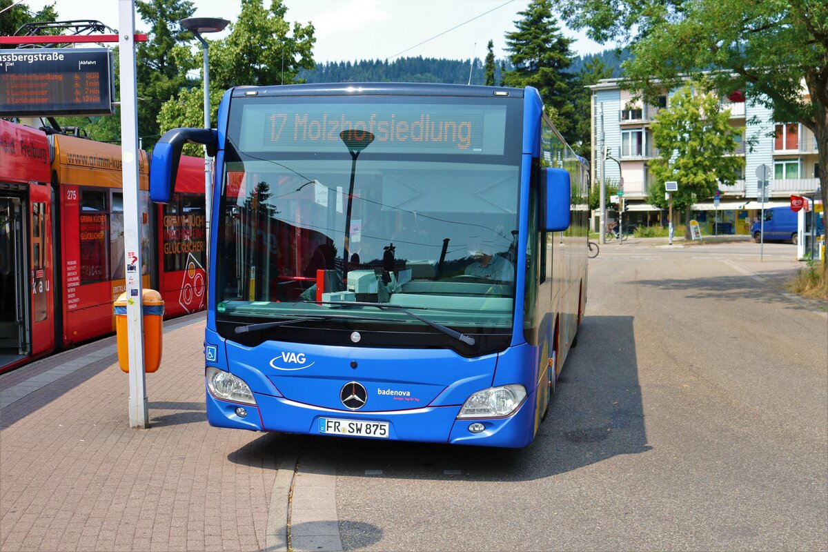 VAG Freiburg Mercedes Benz Citaro C2 Wagen 875 am 10.07.23 in Littenweiler 